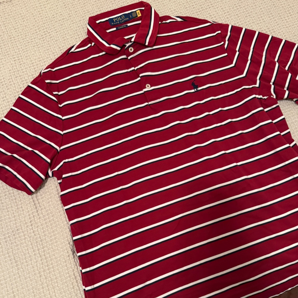 Polo by Ralph Lauren Red Striped Men's Shirt